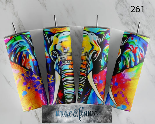 Colorful Elephant, RTP Sublimation Tumbler Wrap, 30 oz, 20 oz, 15oz, 12 oz, Sublimation Print