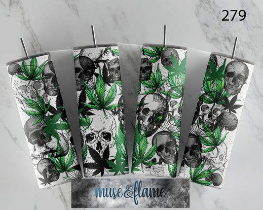 Skulls, Weed, RTP Sublimation Tumbler Wrap, 30 oz, 20 oz, 15oz, 12 oz, Sublimation Print