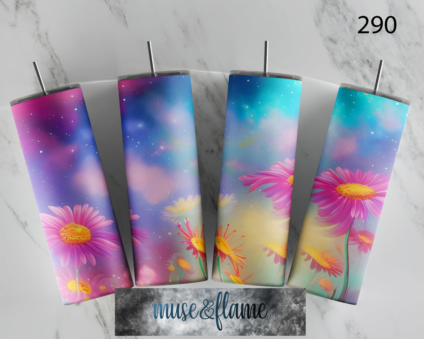 Galaxy Daisies, RTP Sublimation Tumbler Wrap, 30 oz, 20 oz, 15oz, 12 oz, Sublimation Print