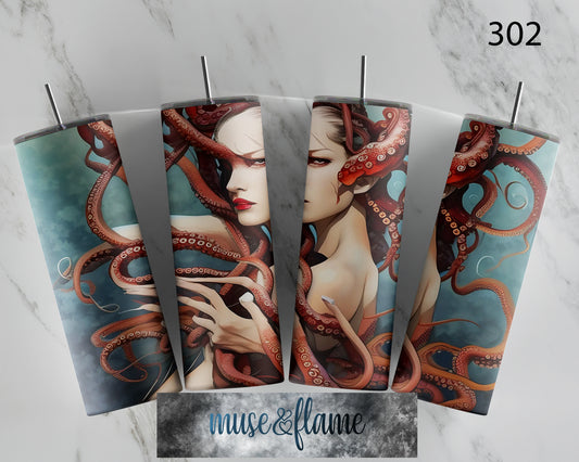 Octopus Lady, RTP Sublimation Tumbler Wrap, 30 oz, 20 oz, 15oz, 12 oz, Sublimation Print