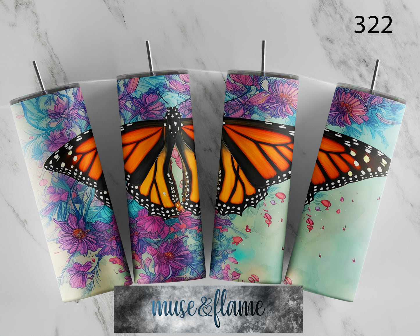 Butterfly, RTP Sublimation Tumbler Wrap, 30 oz, 20 oz, 15oz, 12 oz, Sublimation Print