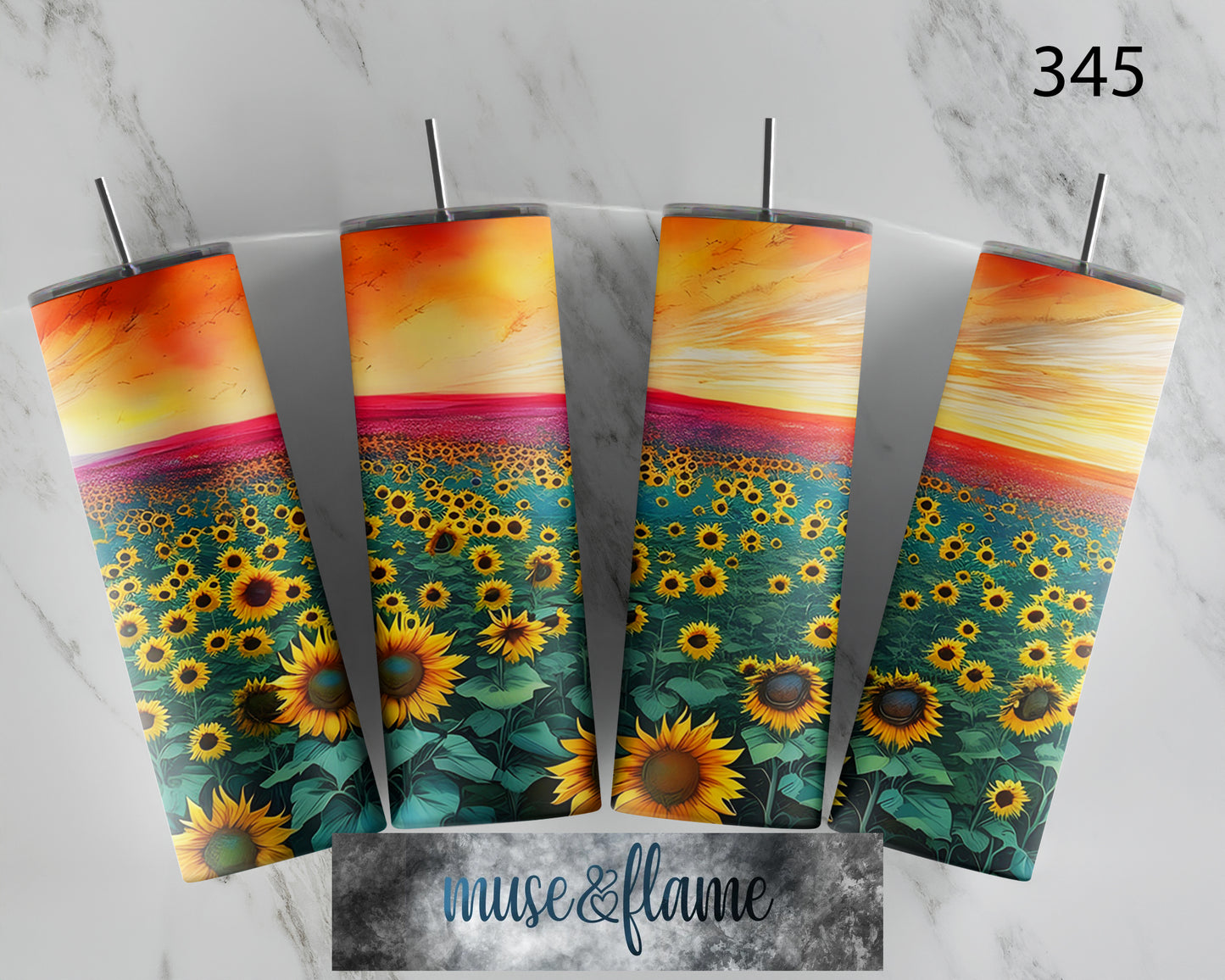 Sunflower Field, RTP Sublimation Tumbler Wrap, 30 oz, 20 oz, 15oz, 12 oz, Sublimation Print