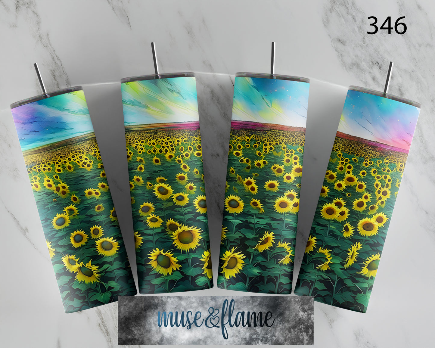 Sunflower Field, RTP Sublimation Tumbler Wrap, 30 oz, 20 oz, 15oz, 12 oz, Sublimation Print