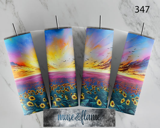 Sunflower Field, RTP Sublimation Tumbler Wrap, 30 oz, 20 oz, 15oz, 12 oz, Sublimation Print