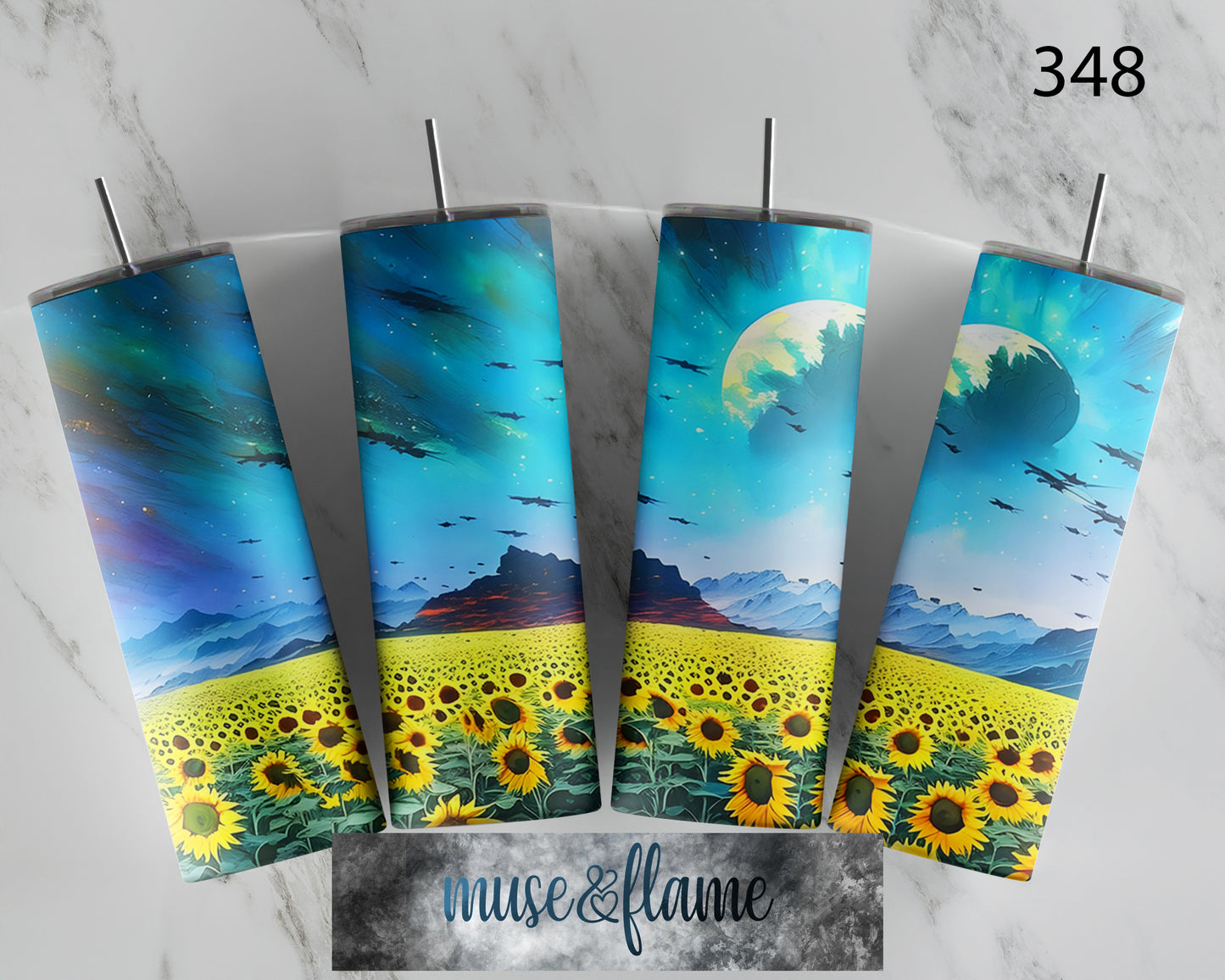 Sunflower Field, RTP Sublimation Tumbler Wrap, 30 oz, 20 oz, 15oz, 12 oz, Sublimation Print