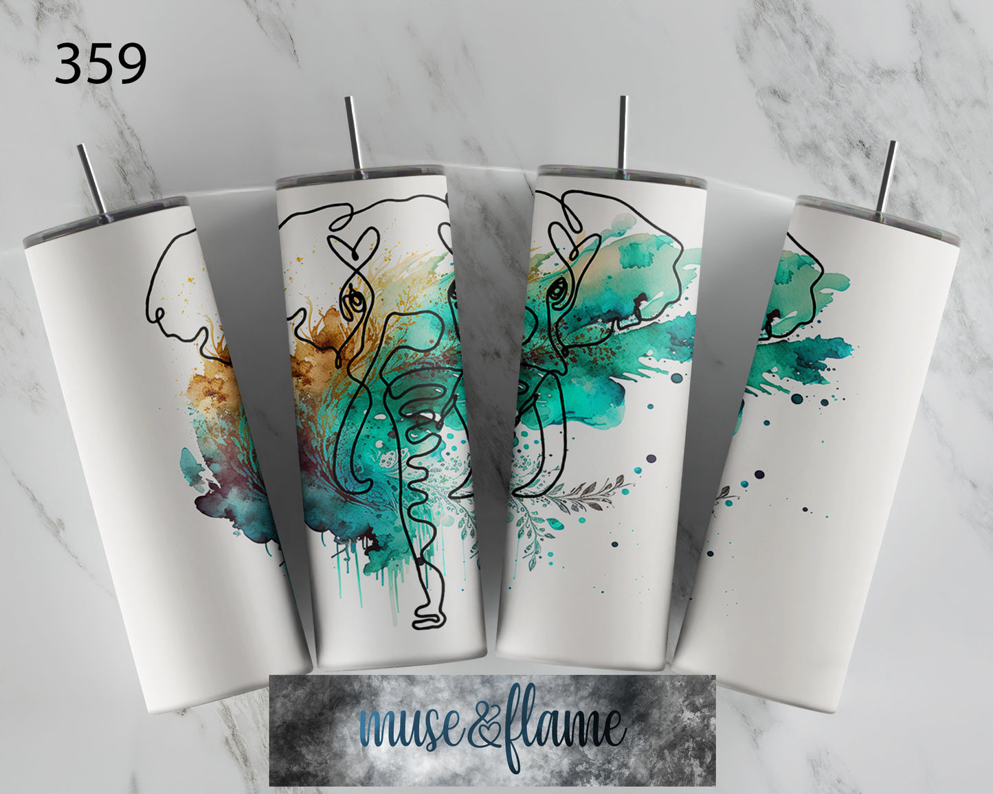 Line Art Elephant, RTP Sublimation Tumbler Wrap, 30 oz, 20 oz, 15oz, 12 oz, Sublimation Print