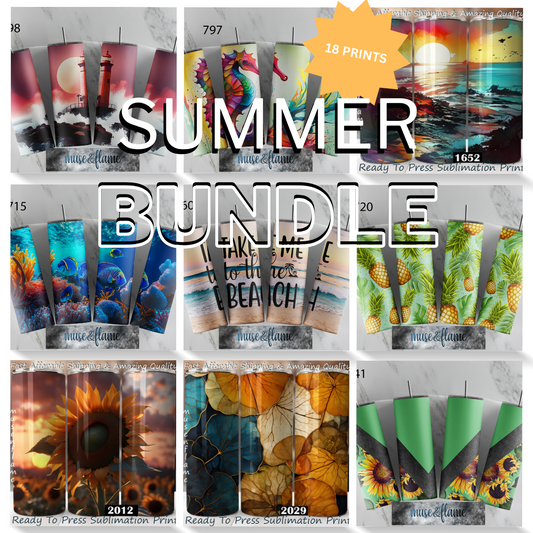 Summer Bundle, 18 Prints RTP Sublimation Tumbler Wrap, 20oz Straight Tumbler (Copy)