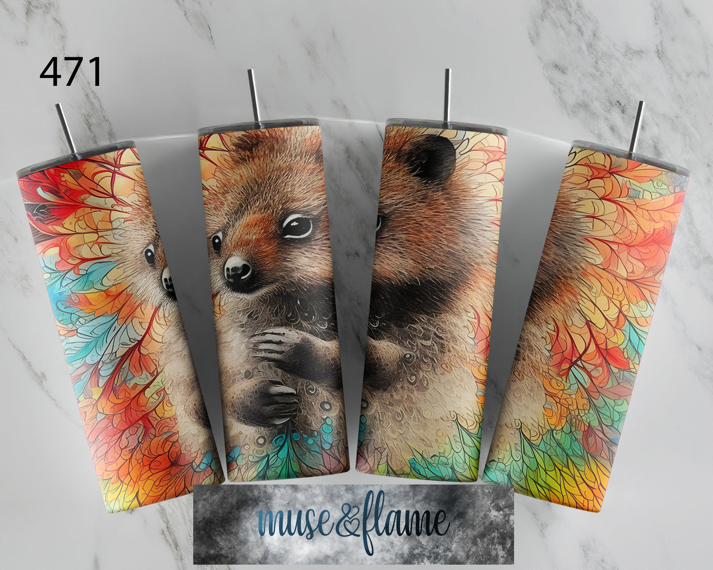 Floral Quokka, RTP Sublimation Tumbler Wrap, 30 oz, 20 oz, 15oz, 12 oz, Sublimation Print