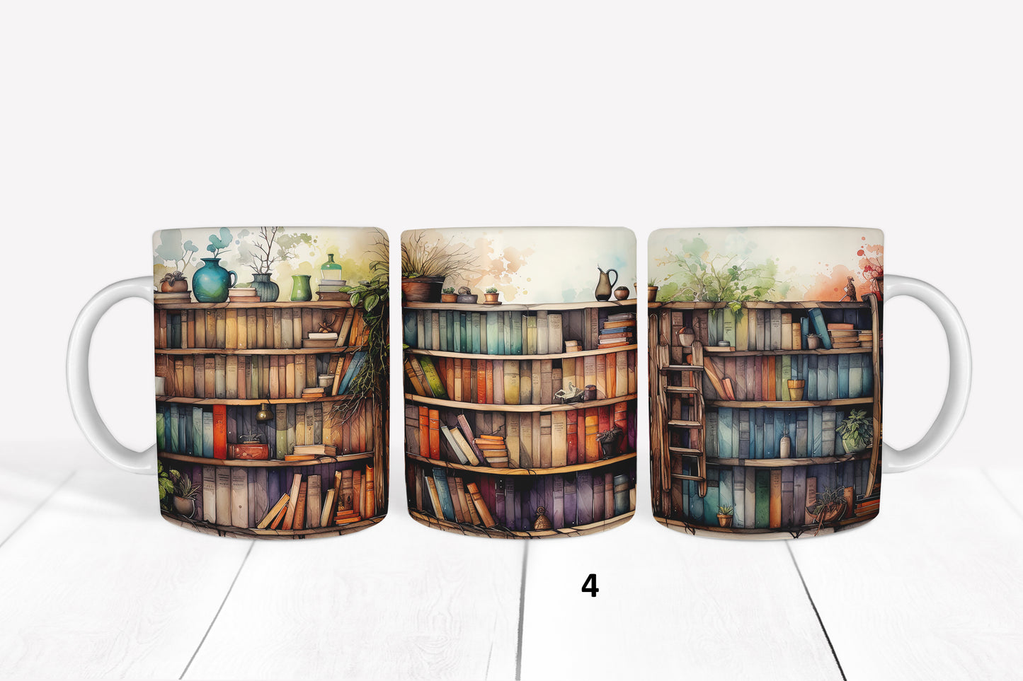 Library, Books, RTP Sublimation Coffee Cup Wrap, Mug Wrap, 15oz, 12oz, 11oz, Sublimation Print