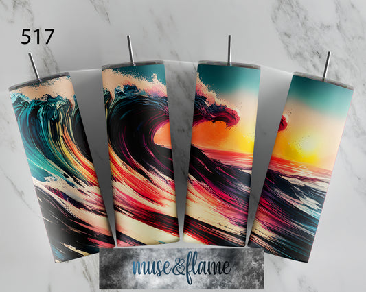 Beach Wave, RTP Sublimation Tumbler Wrap, 30 oz, 20 oz, 15oz, 12 oz, Sublimation Print