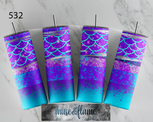 Mermaid Scale, Colorful, RTP Sublimation Tumbler Wrap, 30 oz, 20 oz, 15oz, 12 oz, Sublimation Print