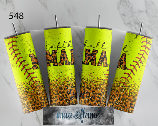 Softball Mama, RTP Sublimation Tumbler Wrap, 30 oz, 20 oz, 15oz, 12 oz, Sublimation Print