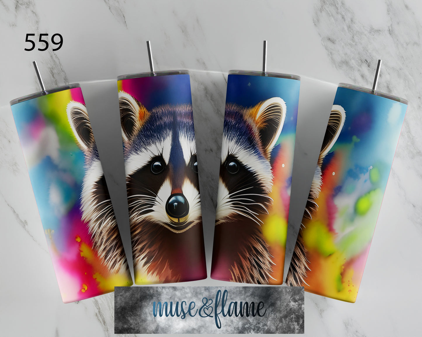 Colorful Racoon, RTP Sublimation Tumbler Wrap, 30 oz, 20 oz, 15oz, 12 oz, Sublimation Print