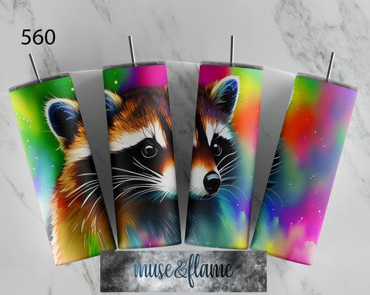 Colorful Racoon, RTP Sublimation Tumbler Wrap, 30 oz, 20 oz, 15oz, 12 oz, Sublimation Print