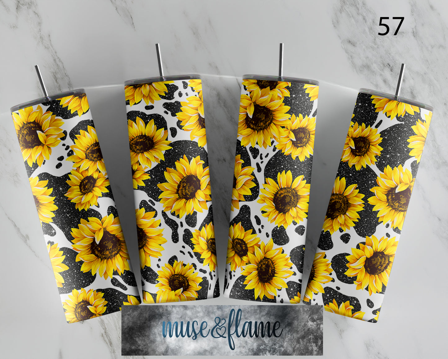 Sunflower Cow Print, RTP Sublimation Tumbler Wrap, 30 oz, 20 oz, 15oz, 12 oz, Sublimation Print