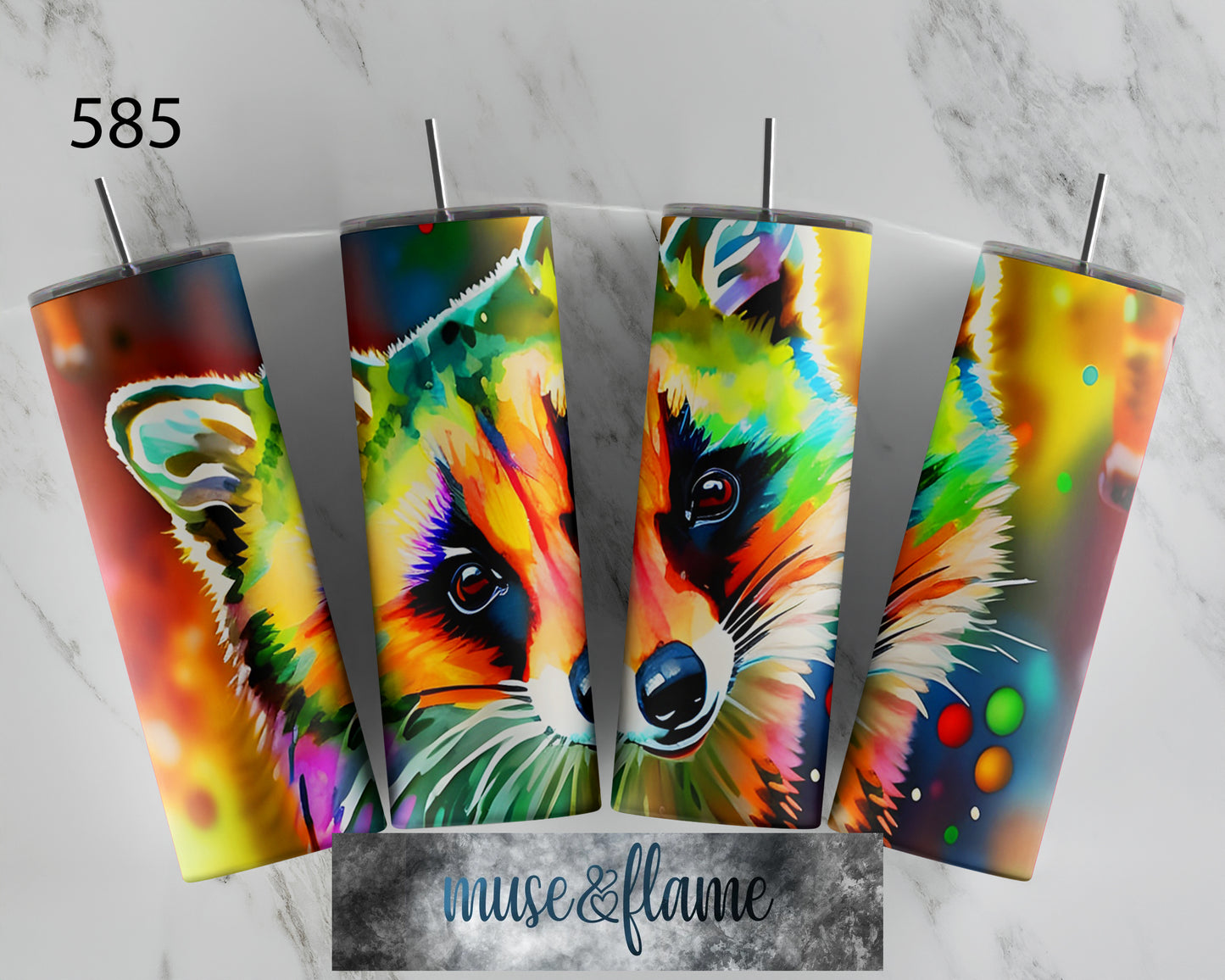 Colorful Raccoon, RTP Sublimation Tumbler Wrap, 30 oz, 20 oz, 15oz, 12 oz, Sublimation Print