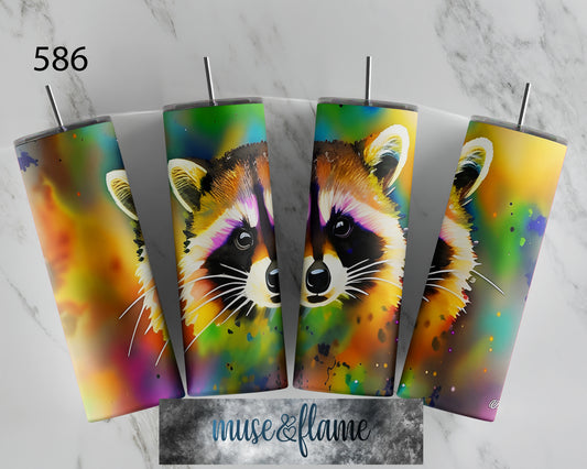 Colorful Raccoon, RTP Sublimation Tumbler Wrap, 30 oz, 20 oz, 15oz, 12 oz, Sublimation Print