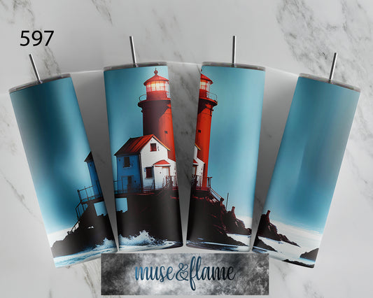 Lighthouse, RTP Sublimation Tumbler Wrap, 30 oz, 20 oz, 15oz, 12 oz, Sublimation Print