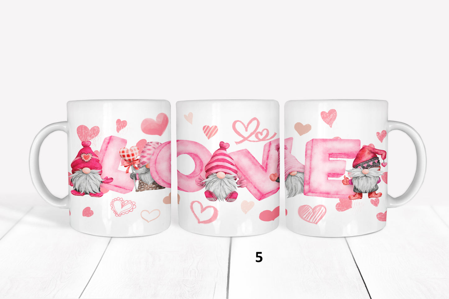 Love Gnomes, Valentines Day, RTP Sublimation Coffee Cup Wrap, Mug Wrap, 15oz, 12oz, 11oz, Sublimation Print