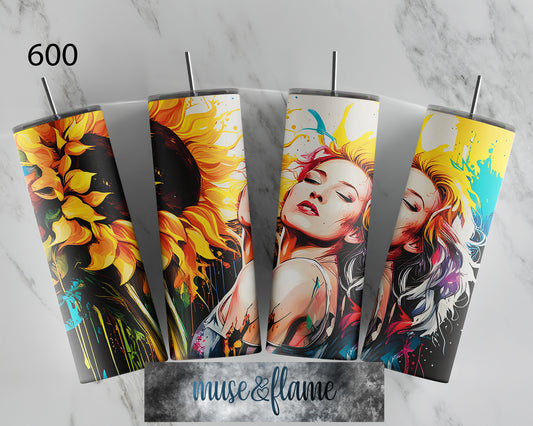 Sunflower Lady, RTP Sublimation Tumbler Wrap, 30 oz, 20 oz, 15oz, 12 oz, Sublimation Print