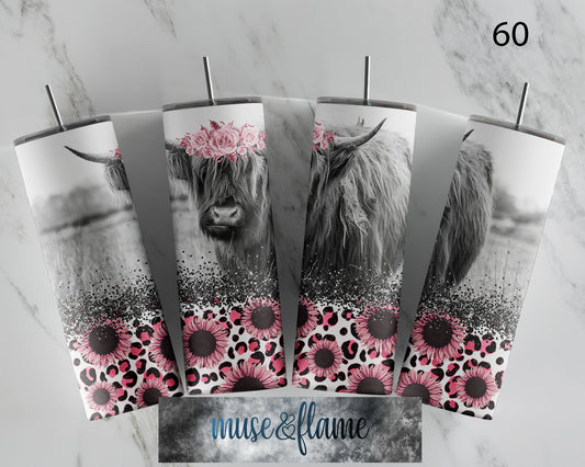 Highland Cow, RTP Sublimation Tumbler Wrap, 30 oz, 20 oz, 15oz, 12 oz, Sublimation Print