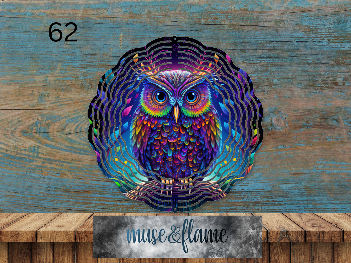 Colorful Owl, RTP Sublimation Wind Spinner Transfer, 10in, 8in, Sublimation Print