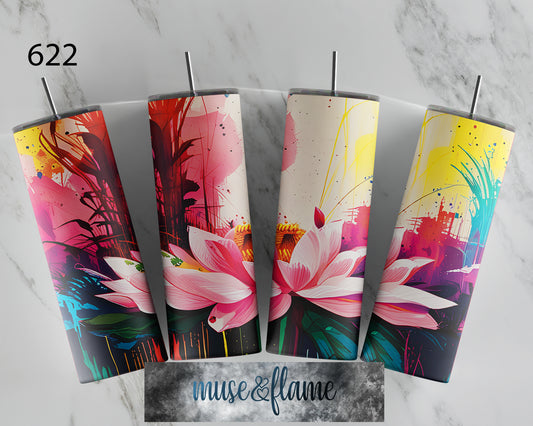 Lotus Flower, RTP Sublimation Tumbler Wrap, 30 oz, 20 oz, 15oz, 12 oz, Sublimation Print