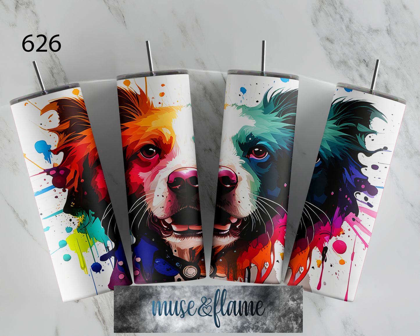 Colorful Dog, RTP Sublimation Tumbler Wrap, 30 oz, 20 oz, 15oz, 12 oz, Sublimation Print