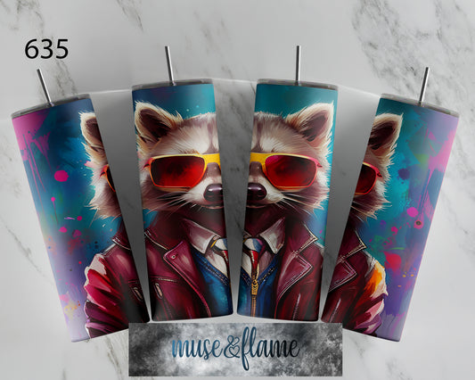 Sunglasses Raccoon. RTP Sublimation Tumbler Wrap, 30 oz, 20 oz, 15oz, 12 oz, Sublimation Print