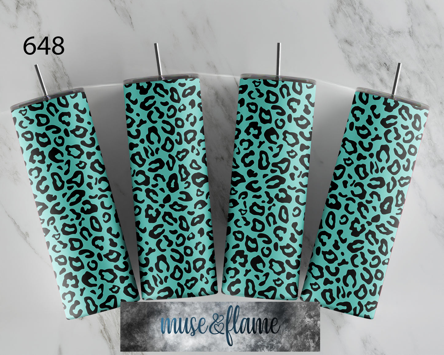 Teal Leopard Print, RTP Sublimation Tumbler Wrap, 30 oz, 20 oz, 15oz, 12 oz, Sublimation Print