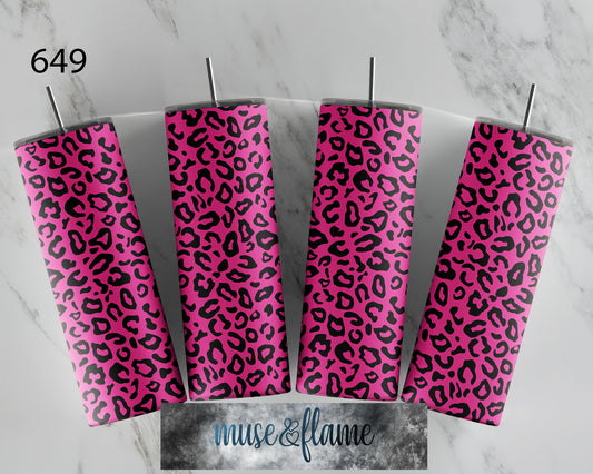 Pink Leopard Print, RTP Sublimation Tumbler Wrap, 30 oz, 20 oz, 15oz, 12 oz, Sublimation Print