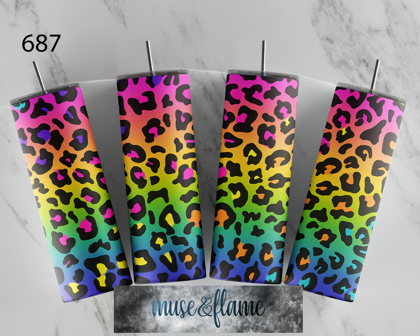 Rainbow Leopard Print, RTP Sublimation Tumbler Wrap, 30 oz, 20 oz, 15oz, 12 oz, Sublimation Print