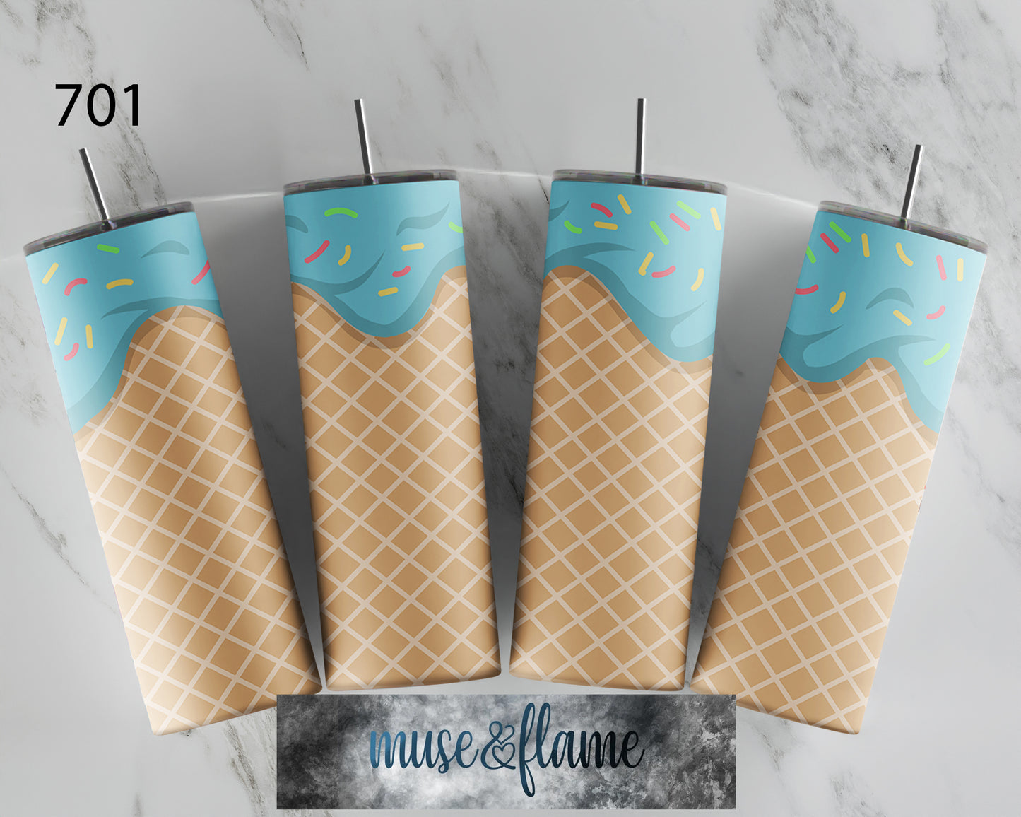 Blue Ice Cream, RTP Sublimation Tumbler Wrap, 30 oz, 20 oz, 15oz, 12 oz, Sublimation Print