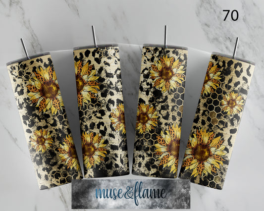 Leopard Print Sunflower, RTP Sublimation Tumbler Wrap, 30 oz, 20 oz, 15oz, 12 oz, Sublimation Print