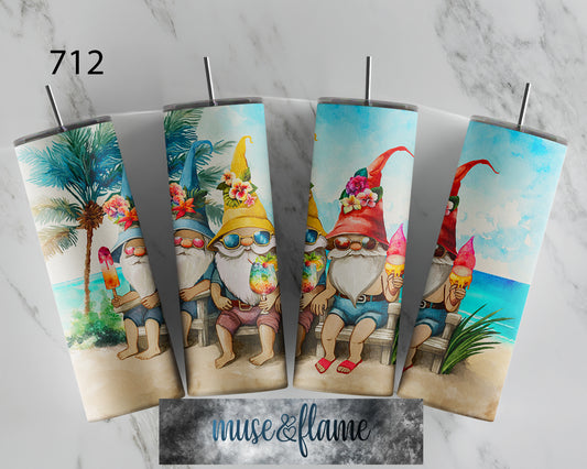 Summer Gnomes, RTP Sublimation Tumbler Wrap, 30 oz, 20 oz, 15oz, 12 oz, Sublimation Print