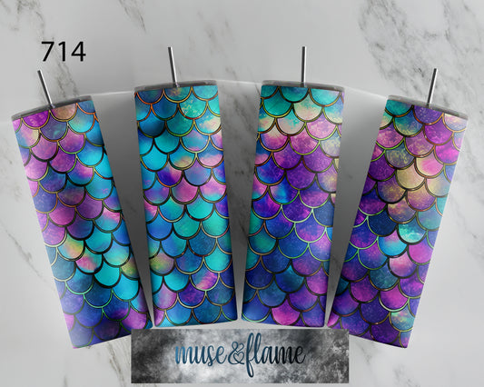 Mermaid / Dragon Scales, RTP Sublimation Tumbler Wrap, 30 oz, 20 oz, 15oz, 12 oz, Sublimation Print