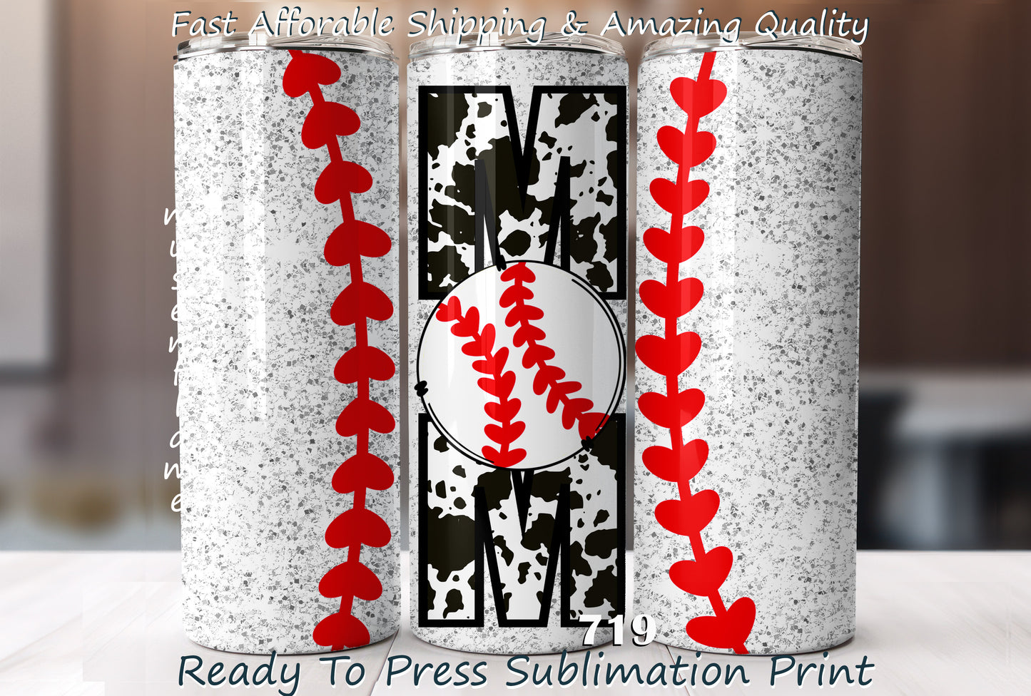 Baseball / Softball Mom RTP Sublimation Tumbler Wrap, 30 oz, 20 oz, 15oz, 12 oz, Sublimation Print