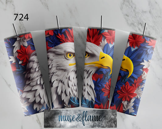 3D Eagle, RTP Sublimation Tumbler Wrap, 30 oz, 20 oz, 15oz, 12 oz, Sublimation Print