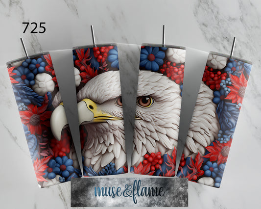 3D Eagle, RTP Sublimation Tumbler Wrap, 30 oz, 20 oz, 15oz, 12 oz, Sublimation Print