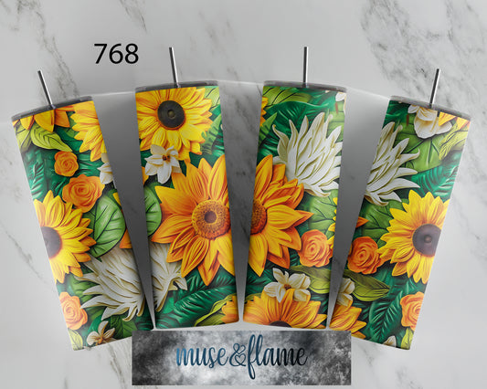 3D Flowers, RTP Sublimation Tumbler Wrap, 30 oz, 20 oz, 15oz, 12 oz, Sublimation Print