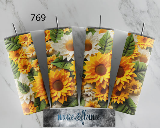 3D Flowers, RTP Sublimation Tumbler Wrap, 30 oz, 20 oz, 15oz, 12 oz, Sublimation Print