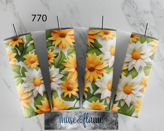 3D Flowers, RTP Sublimation Tumbler Wrap, 30 oz, 20 oz, 15oz, 12 oz, Sublimation Print