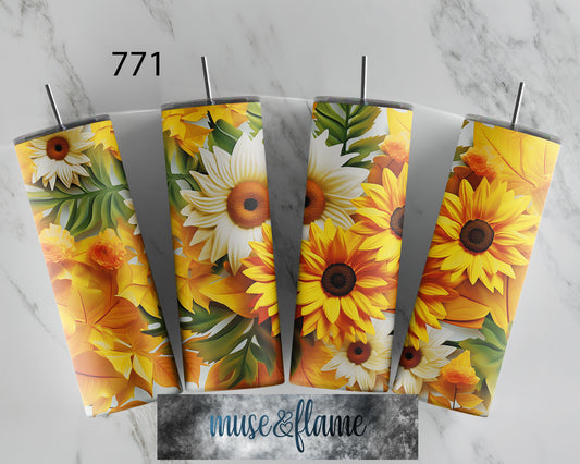 3D Flowers, RTP Sublimation Tumbler Wrap, 30 oz, 20 oz, 15oz, 12 oz, Sublimation Print