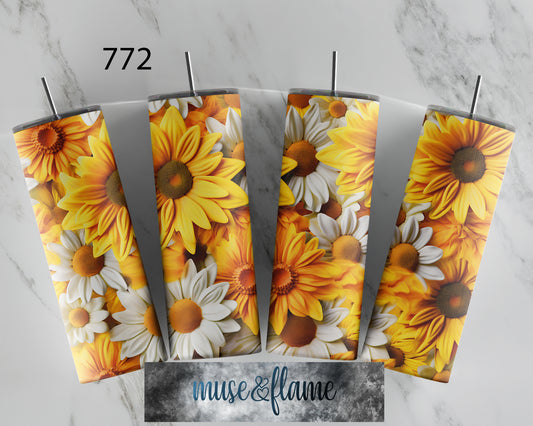 3D Flowers, RTP Sublimation Tumbler Wrap, 30 oz, 20 oz, 15oz, 12 oz, Sublimation Print