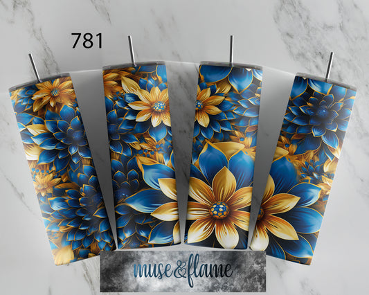 3D Flowers, RTP Sublimation Tumbler Wrap, 30 oz, 20 oz, 15oz, 12 oz, Sublimation Print