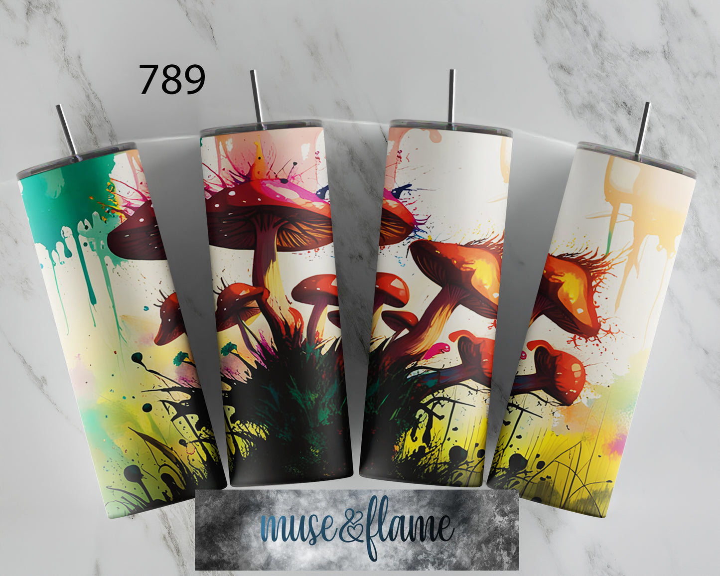 Dripping Paint Mushroom, RTP Sublimation Tumbler Wrap, 30 oz, 20 oz, 15oz, 12 oz, Sublimation Print