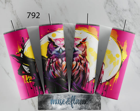 Full Moon Owl, RTP Sublimation Tumbler Wrap, 30 oz, 20 oz, 15oz, 12 oz, Sublimation Print