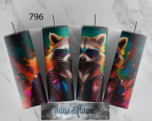 Sunglasses Raccoon. RTP Sublimation Tumbler Wrap, 30 oz, 20 oz, 15oz, 12 oz, Sublimation Print