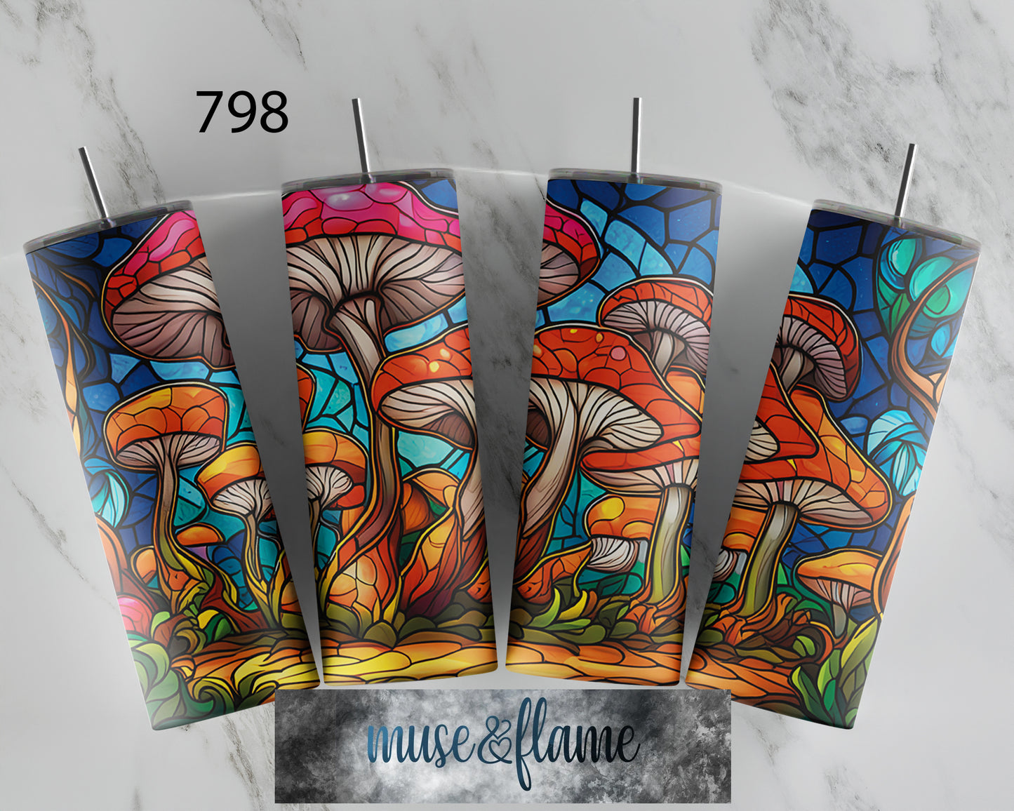 Stained Glass Mushrooms. RTP Sublimation Tumbler Wrap, 30 oz, 20 oz, 15oz, 12 oz, Sublimation Print