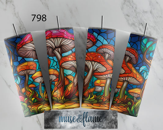 Stained Glass Mushrooms. RTP Sublimation Tumbler Wrap, 30 oz, 20 oz, 15oz, 12 oz, Sublimation Print